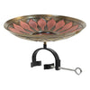 Red African Daisy Bird Bath with Over Rail Bracket