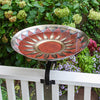 Red African Daisy Bird Bath with Over Rail Bracket