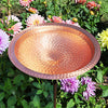 Hammered Solid Copper Bird Bath with Stake