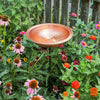 Hammered Solid Copper Bird Bath with Stake