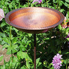 Hammered Solid Copper Bird Bath with Stake