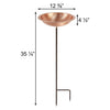 Hammered Solid Copper Bird Bath with Stake