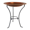 Ancient Graffiti Steel Bird Bath and Stand, Copper Plated - BirdHousesAndBaths.com