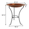 Ancient Graffiti Steel Bird Bath and Stand, Copper Plated - BirdHousesAndBaths.com