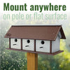 Recycled Plastic Triple Wren House, Horizontal