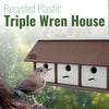 Recycled Plastic Triple Wren House, Horizontal
