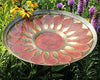 Red African Daisy Bird Bath with Stake - BirdHousesAndBaths.com
