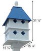 Manor Bird House with Cobalt Blue Roof - BirdHousesAndBaths.com