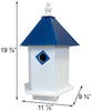 Sycamore Bird House with Cobalt Blue Roof - BirdHousesAndBaths.com