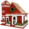 Yuletide Cottage Bird House, Red - BirdHousesAndBaths.com