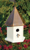 Copper Songbird Bird House, Browned Copper Roof - BirdHousesAndBaths.com