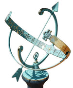 Armillary Brass Sundial with Star, Verdigris, 18" dia. - BirdHousesAndBaths.com
