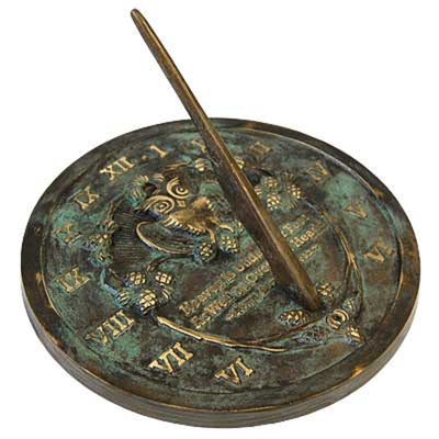 Thoreau Brass Sundial, Aged Patina, 8.625