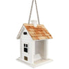 Christmas Cottage Bird Feeder, White - BirdHousesAndBaths.com