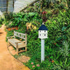 Plantation Bird House with Cobalt Blue Roof - BirdHousesAndBaths.com
