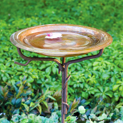 Solid Copper Bird Bath with Stake