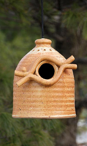 Anthony Stoneware Bird House, Medium, Butternut