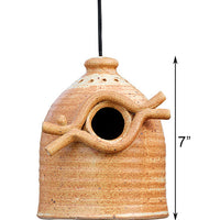 Anthony Stoneware Bird House, Medium, Butternut