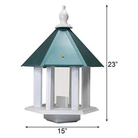 Azalea Bird Feeder with Verdigris Colored Metal Roof