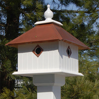 Carriage Bird House with Hammered Copper Colored Metal Roof