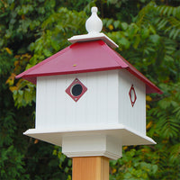 Carriage Bird House with Merlot Red Roof