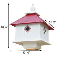 Carriage Bird House with Merlot Red Roof