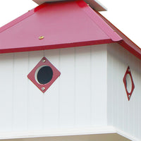 Carriage Bird House with Merlot Red Roof