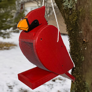 Amish Cardinal Shaped Bird Feeder