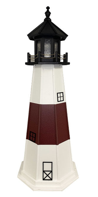 Amish Montauk Lighthouse, Cherrywood & White, 58" - BirdHousesAndBaths.com
