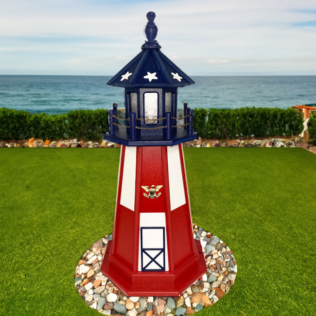 Amish Cape Henry Lighthouse, Patriotic, 34.5in. H