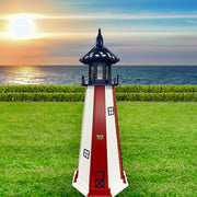 Amish Patriotic Striped Lighthouse, 57"H - BirdHousesAndBaths.com
