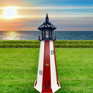 Amish Patriotic Striped Lighthouse, 57"H