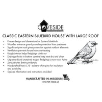 Classic Eastern Bluebird House with Large Roof - BirdHousesAndBaths.com