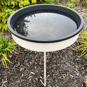 Erva Heated Beige Bird Bath with Pole