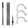 Erva Five Piece Birding Pole Kit w/ Triple Hanger, Black, 9'