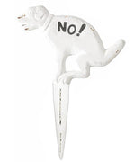 Esschert Design Cast Iron "NO!" Pooping Yard Sign, White - BirdHousesAndBaths.com