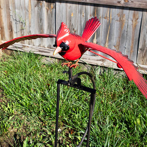 Flying Cardinal Rocker Garden Stake, 53"H