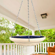 Glazed Bird Bath, Blue