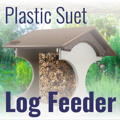 Recycled Plastic Suet Log Feeder, Brown & Gray