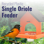 Recycled Plastic Single Oriole Feeder, Black/Orange