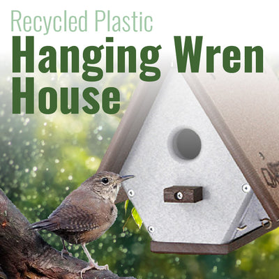 Recycled Plastic Hanging Wren House, Brown & Gray