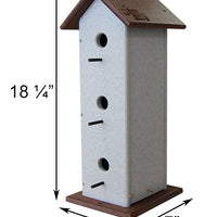 Recycled Plastic Triple Wren House, Vertical - BirdHousesAndBaths.com