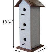 Amish Made Recycled Plastic Triple Wren House, Vertical