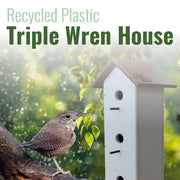 Recycled Plastic Triple Wren House, Vertical