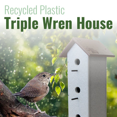 Recycled Plastic Triple Wren House, Vertical