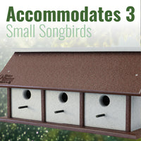Recycled Plastic Triple Wren House, Horizontal