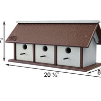 Amish Made Recycled Plastic Triple Wren House, Horizontal