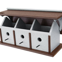 Amish Made Recycled Plastic Triple Wren House, Horizontal