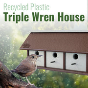 Recycled Plastic Triple Wren House, Horizontal