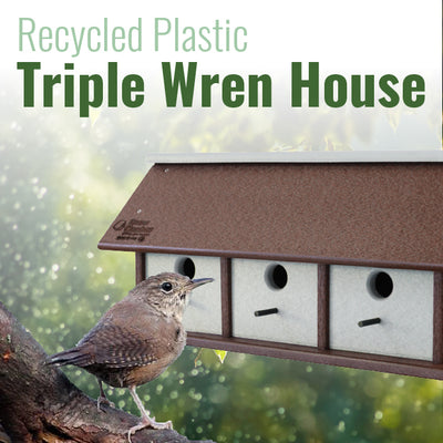 Recycled Plastic Triple Wren House, Horizontal